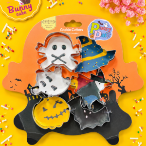 Ghost six-piece Halloween cookie cutter set on Bunny Cakes yellow background